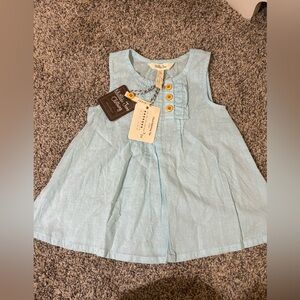 Matilda Jane Light Blue Sleeveless Top with Yellow Buttons